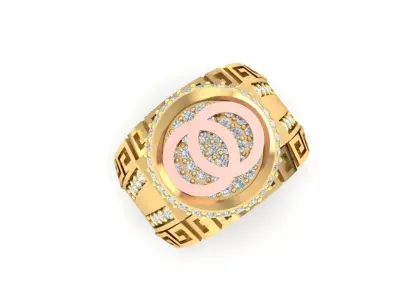 Luxury Geometric Diamond Men Ring 3D Model 1431 3D print model