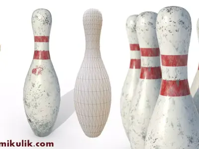 PBR Old Bowling Pin Low-poly 3D model