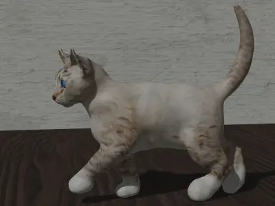 Blue eyed cat Low-poly 3D model