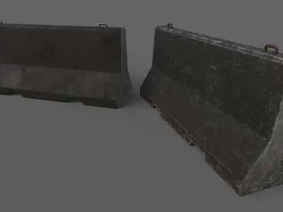PBR Concrete Barrier V5 Low-poly 3D model
