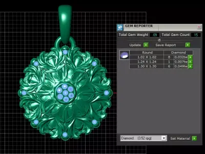 gold floral pendant 3D printable model  3D print model