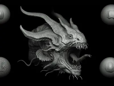 Zbrush Blender - 40 Scales and Skins Brushes 3D model