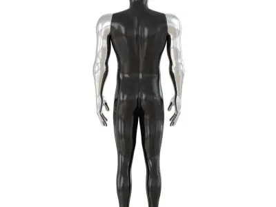 Male sports mannequin with metal face and hands 117 3D model