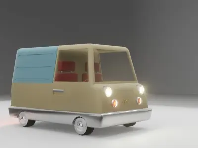 MiniTruck car with lights 3D model