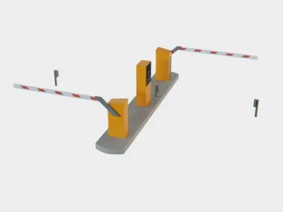 Barrier Gates Ticket Machine Parking Lot Lowpoly Low-poly 3D model