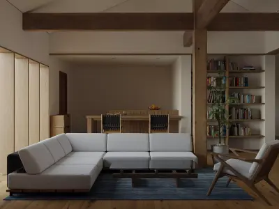 modern living room dining room interior scenes 46 3D model