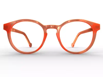 Fashion Round Glasses Transparent Red Frame 3D model