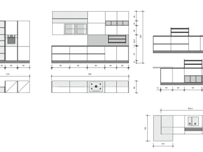 Kitchen fully parametric Resizable manufacturable 0074 3D model