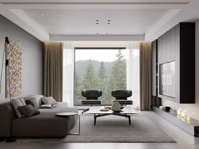 Modern living room dining room interior scenes 238 3D model
