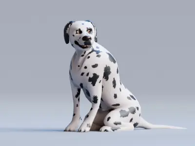 Low poly - Stylized dog - Dalmatian Low-poly 3D model