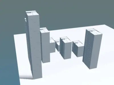 Buildings Set Low-poly 3D model