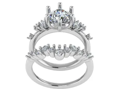 Round Diamond Ring With Band 2521 3D print model