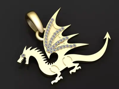Dragon pendant 3D printable model  3D print model