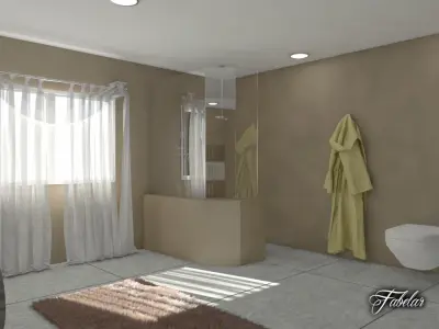 Bathroom with toilet and sink 3D model