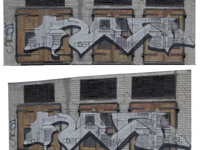 Electrical station with graffiti scan 29 Low-poly 3D model