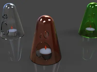 Ghost three different colored glass candle holders Free 3D model