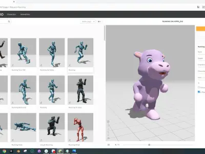 Character008 Animated Hippo 3D Low-poly 3D model