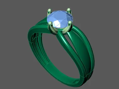 Womens Rings With Stone Ring Ready STL 3DM Models Rings women 3D print model 2