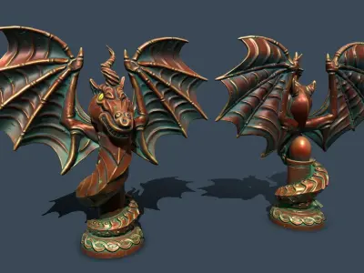 Fantasy statues 2 Low-poly 3D model