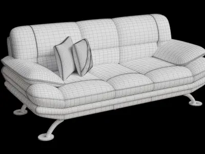 Red And Black Line Leather Sofa 3D model