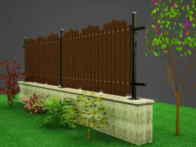 Wood fence 3D model