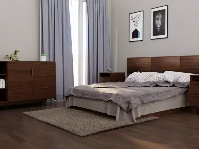 bedroom set with furniture 3D model