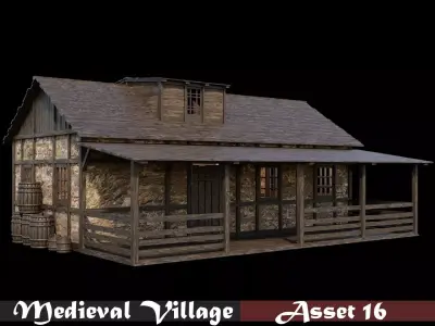Medieval Village Asset 16 - 4K Textures Game Ready Low-poly 3D model