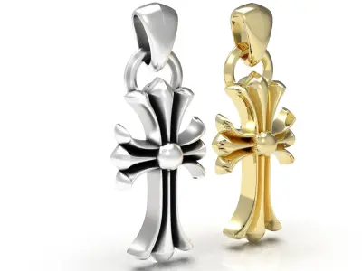 Chrome Hearts pendant cross necklace 3D print model