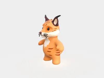 Little animal baby - Lynx cute - Animated  Low-poly 3D model