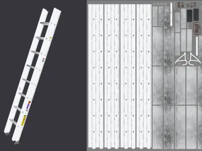 24 foot Aluminum Extension Ladder Low-poly 3D model