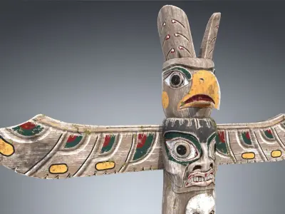 Totem Pole PBR Low-poly 3D model