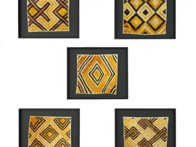 Kuba Shoowa Grass Textile Framed 3D model