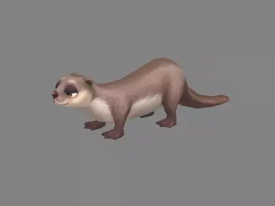 Cartoon otter Low-poly 3D model