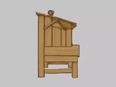 Wooden Bird Feeder Station Low-poly 3D model