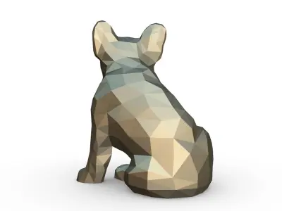bulldog low poly french 3D print model
