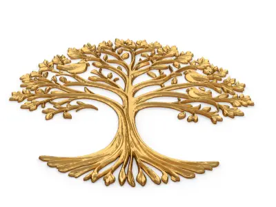 decor set wall panel wall tree relief mural CNC 48 3D model