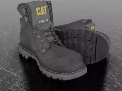 3D CAT BOOTS - STEEL TOE - BLACK Low-poly 3D model
