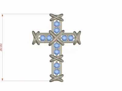 Diamond Cross Pendant Luxury Jewelry 3D print model