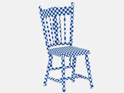 Vintage antique Ukrainian wooden chair 3D model