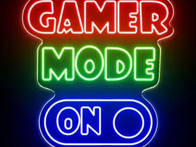 Gamer Mode On Neon Sign 3D model