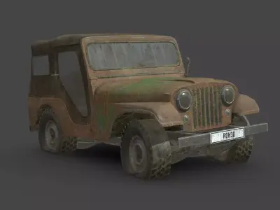 Abandoned Car - Jeep CJ 1954 Low-poly 3D model
