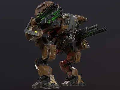 Mech in military style Low-poly 3D model