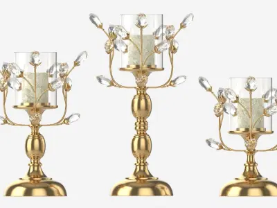 Golden Candle Holders 3D model