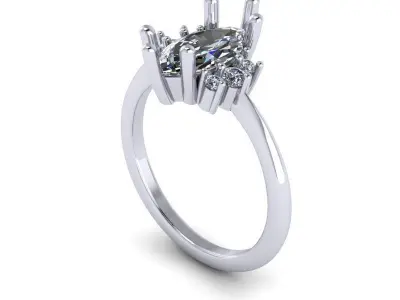 Marquise Ring with Rounds on side Engagement Ring 3D print model