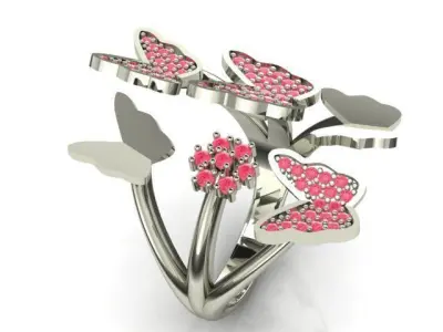 Butterfly Ring Gold Silver Rings 3D printing model 3D print model