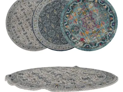 Round Rug Set 156 3D model
