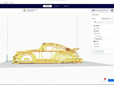 Porsche 911 Wireframe VER 1 - Porsche 911 Turbo 930 3D print model