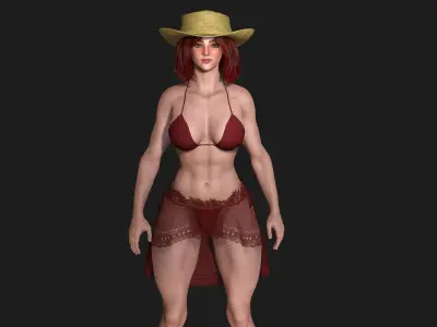 AAA 3D REALISTIC CHARACTER - MUSCULAR GIRL IN BIKINI Low-poly 3D model