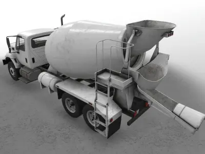  Mixer Truck International 7400 Low-poly 3D model