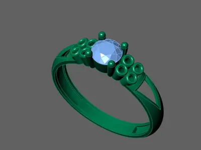 Womens Rings With Stone Ring Ready STL 3DM Models Rings women 3D print model 33